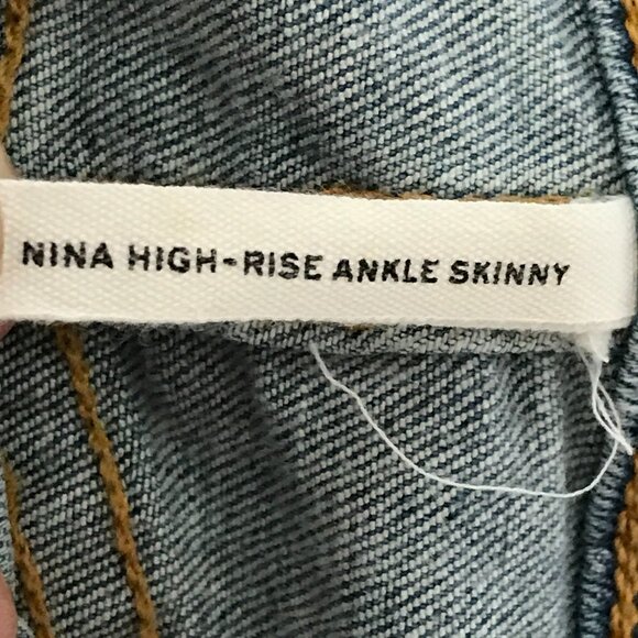 Rag & Bone Nina High Rise Ankle Skinny Jeans Women 26 Blue Button Fly Stretch - Picture 4 of 14